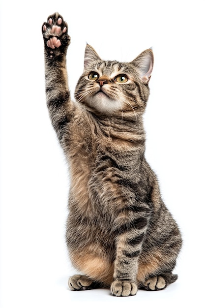 cat sitting and waving its paw