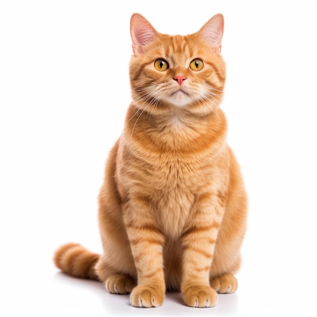 A cat sitting on a white background