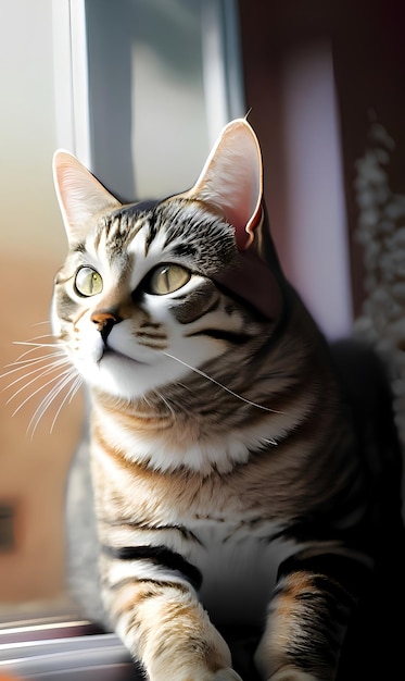 A cat sitting in a window