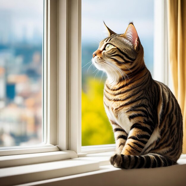 Premium AI Image A cat sitting on a windows