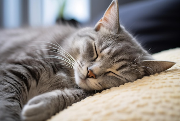 a cat sleeping on a blanket