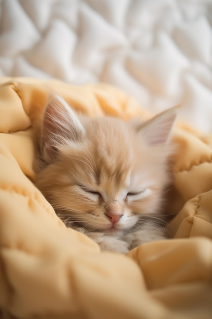 A cat sleeping in a blanket