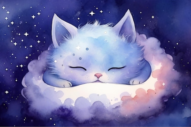 A cat sleeping in the clouds with a sleeping cat