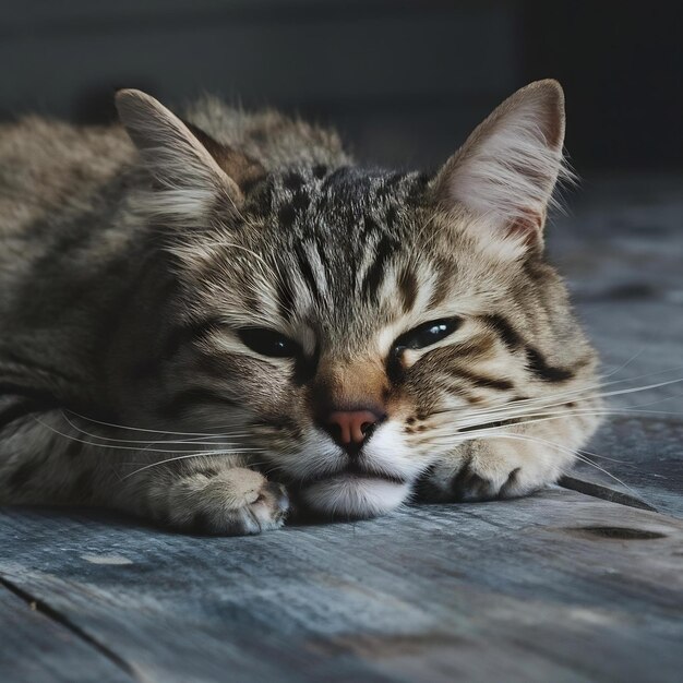 猫が眠って微笑んでいる