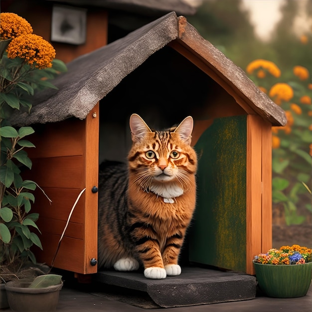 Cat in small house