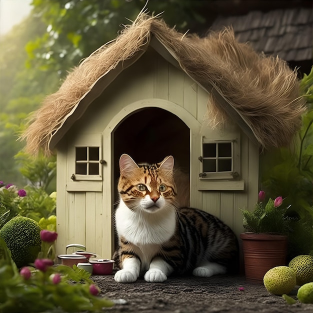 Cat in small house