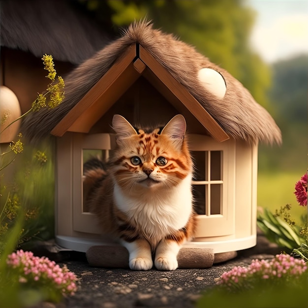 Cat in small house