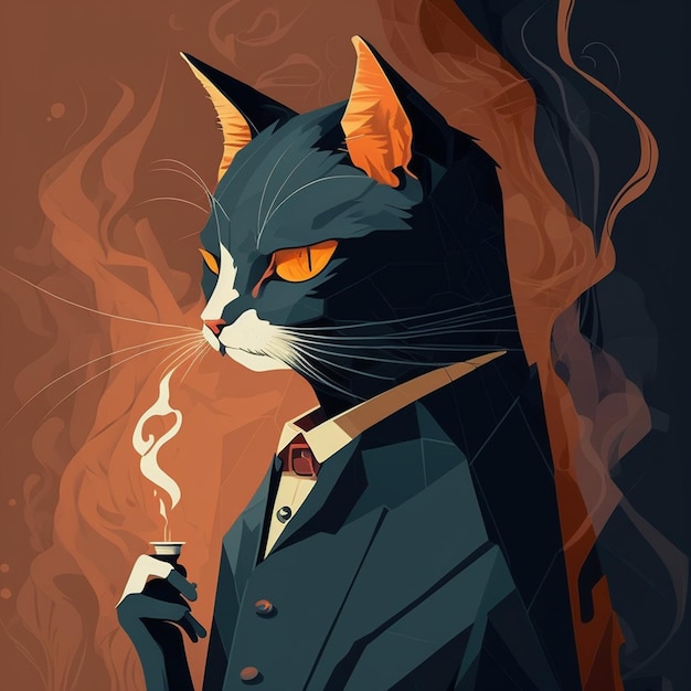 Cat smoking vector illustration