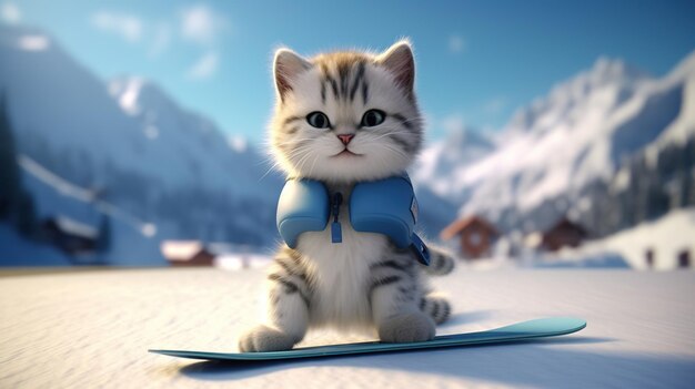 cat in snow HD 8K wallpaper Stock Photographic image Generative Ai