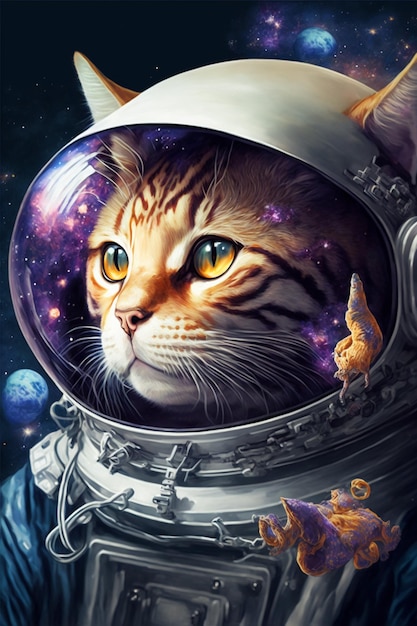 Cat in a space suit with a space suit