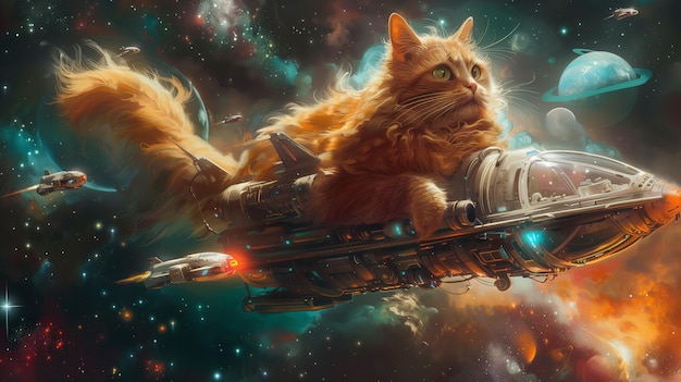 cat on a spaceship