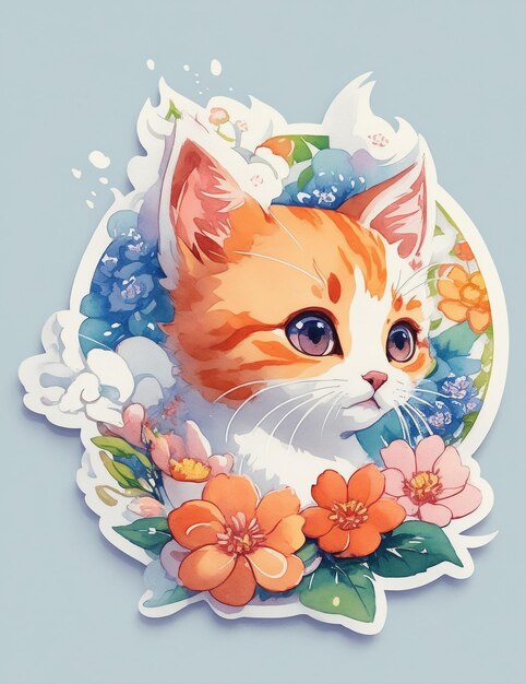 A cat sticker anime style