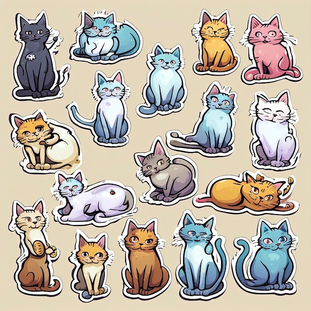 猫のステッカーイラスト