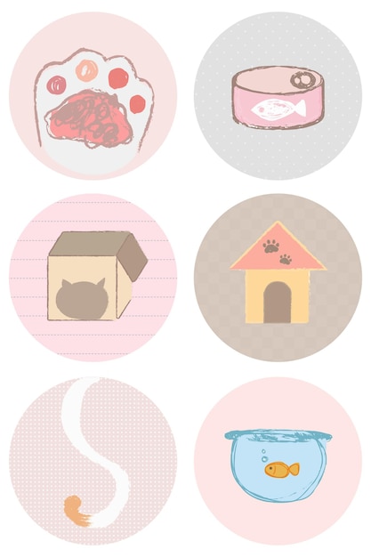 Cat story highlights icon set for social media transparent png