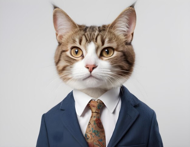 Photo cat in a studio anthropomorphic pet portrait