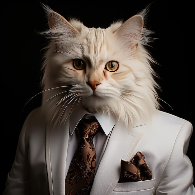 Photo cat in a suit hyperrealistic image close