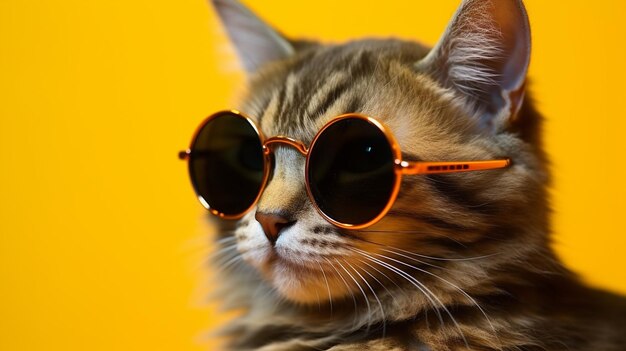 Cat sunglasses hd 8k wall paper stock photographic image