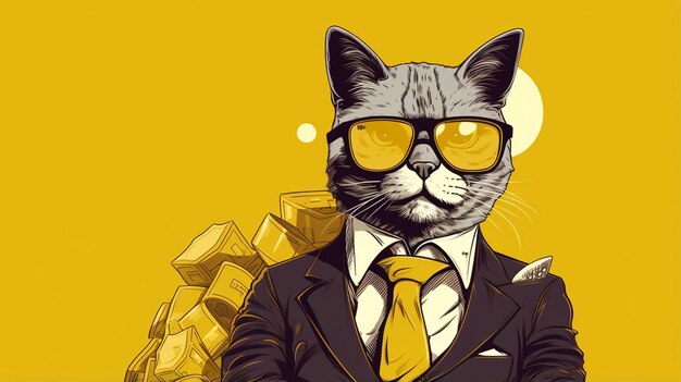 Cat in sunglasses and suit