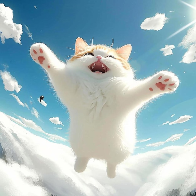 a cat that is flying through the air