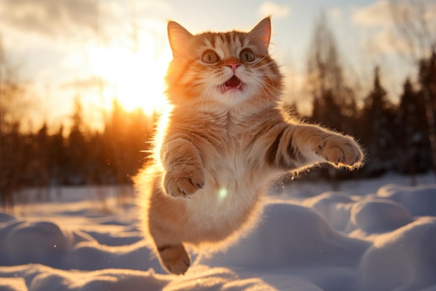 a cat that is jumping in the air