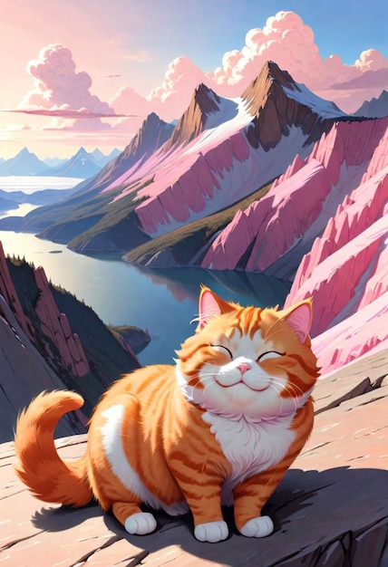 cat in top mountain ai image