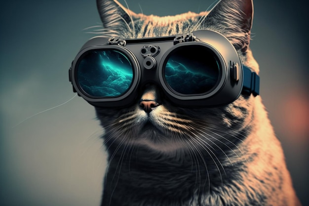 Cat using vr glasses