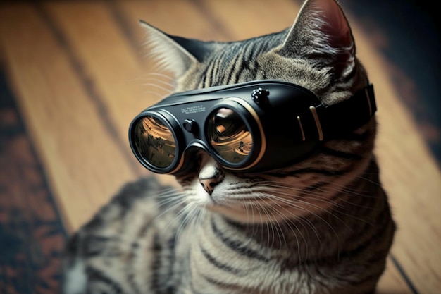 Cat using vr glasses