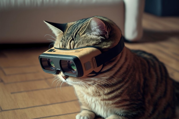 Cat using vr glasses