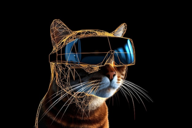 Cat in virtual reality glasses