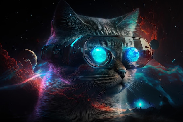 Cat in VR glasses