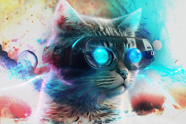 Cat in VR glasses