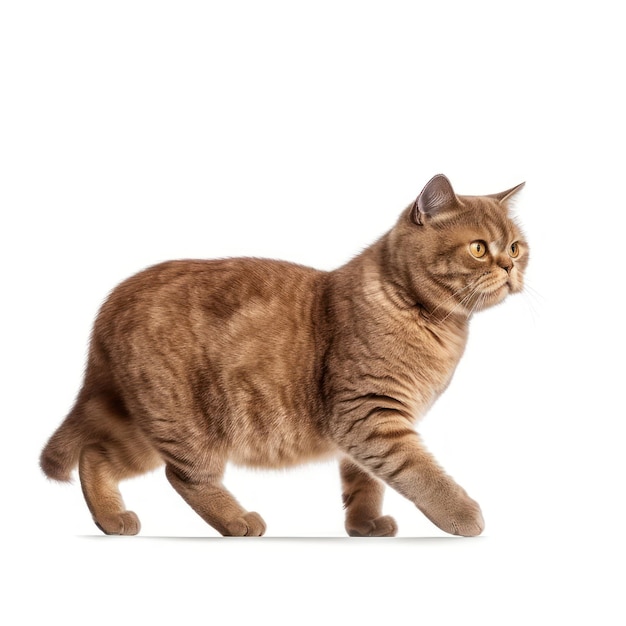 A cat walking on a white background