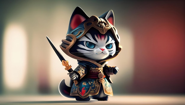 A cat warrior with a sword in his hand