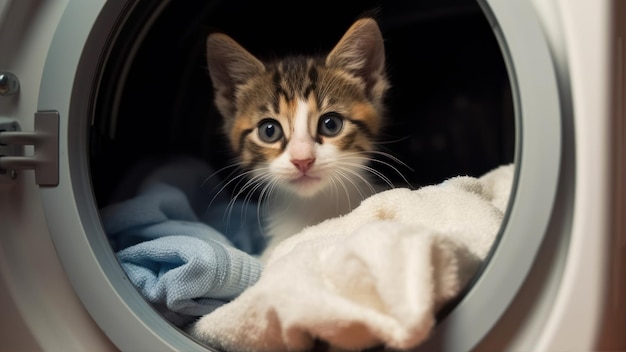 A cat in a washing machine