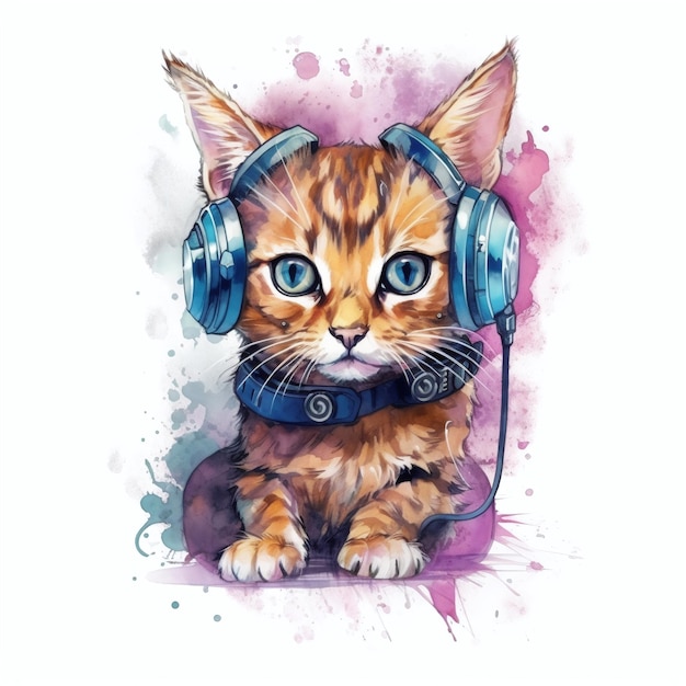 Photo cat watercolor clipart