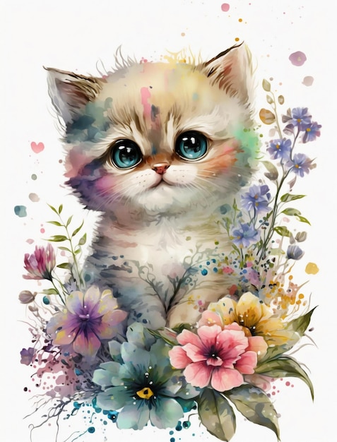 Cat watercolor illustration