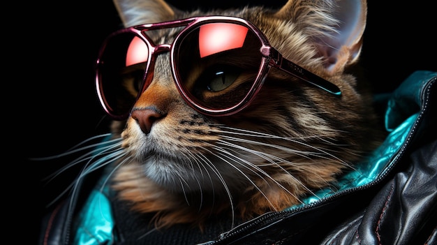 cat wear sunglasss High definition photography creative background wallpaper