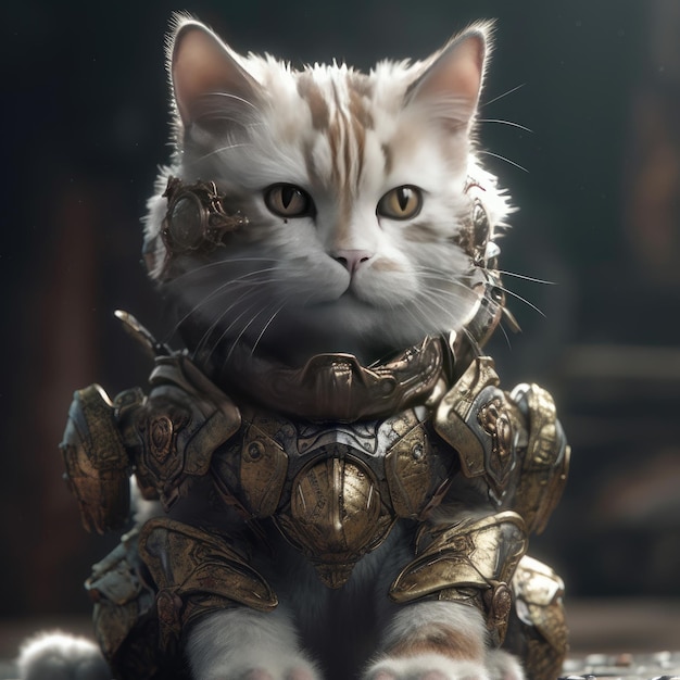 Photo a cat wearing an armor dress
