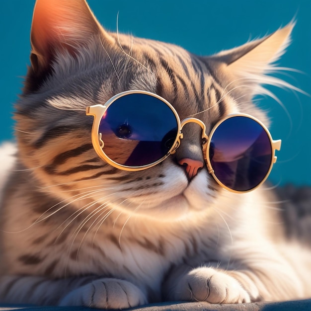 A cat wearing classic wayfarer sunglasses