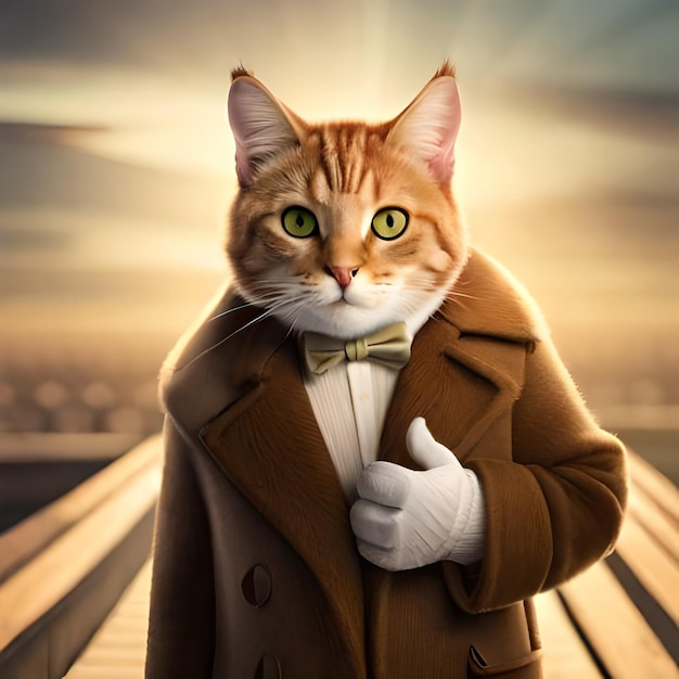 Premium AI Image  A cat wearing a coat and a jacket that says i