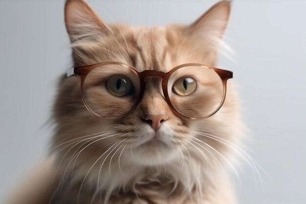 A cat wearing glasses and a pair of glasses