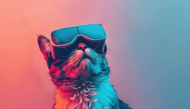 A cat wearing goggles and looking at the camera by ai generated image