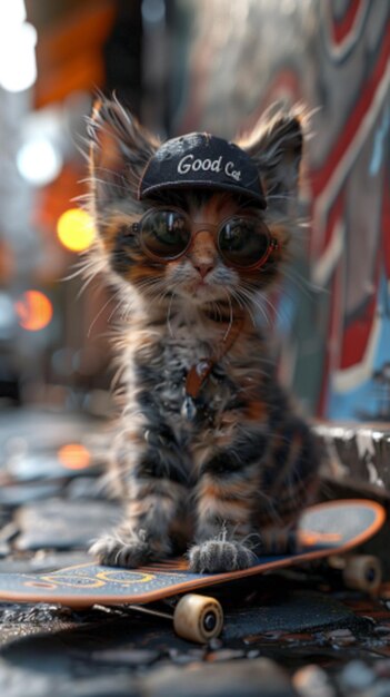 Photo a cat wearing a hat that says good west on it