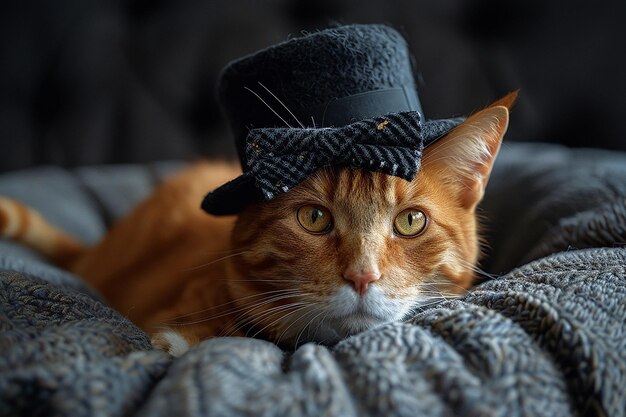 Photo a cat wearing a hat that says  the name  on it