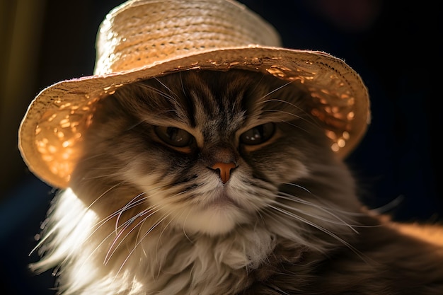 A cat wearing a hat