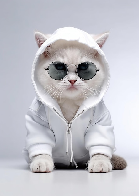 a cat wearing a jacket that says quot cat quot on it