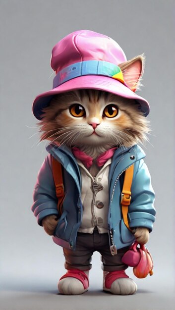 a cat wearing a jacket that says rainbow on it