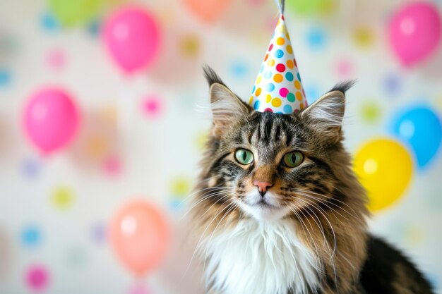 Foto gatto che indossa un cappello da festa