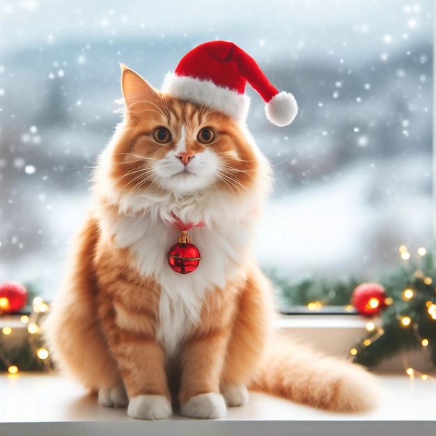 Cat wearing a santa hat