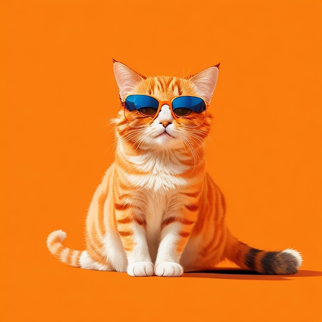 Cat wearing sunglasses on background half body summer vacation generated by ai